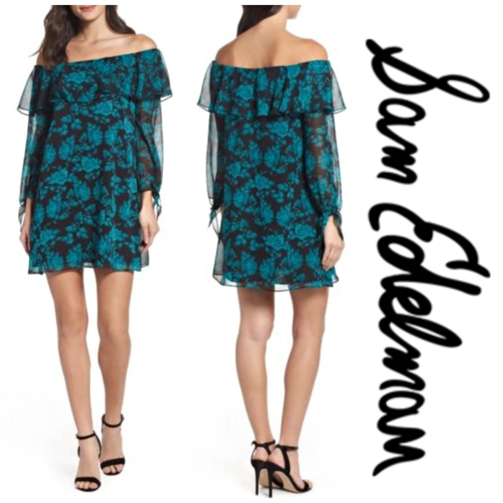 Sam Edelman Off-The-Shoulder Print Shift Dress